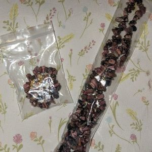 gem stone endless nugget and chip strand necklace and bracelet